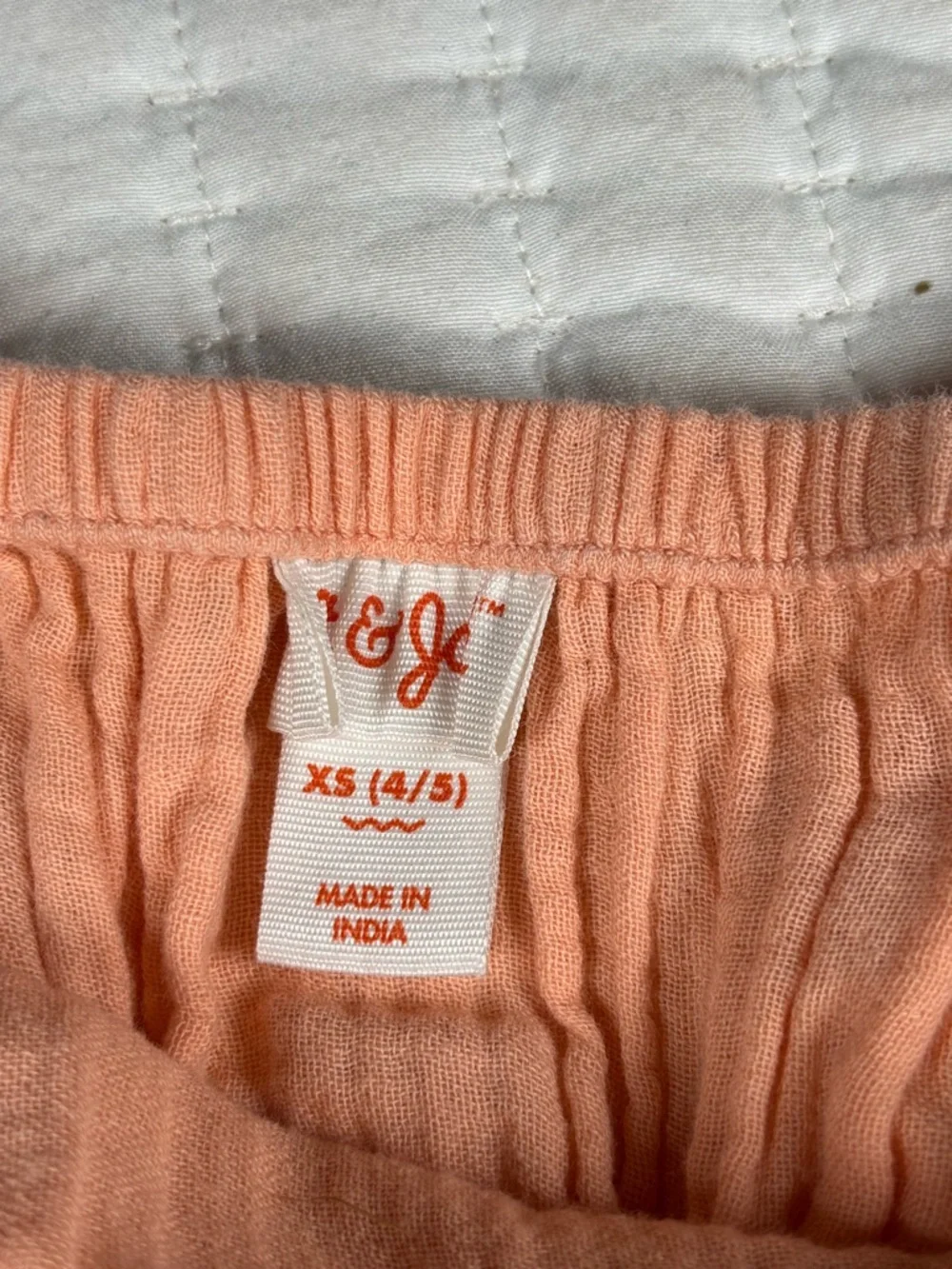 Girls Peach Boho Dress XS 4/5 Cotton Gauze Lace Sleeveless Summer Cottagecore